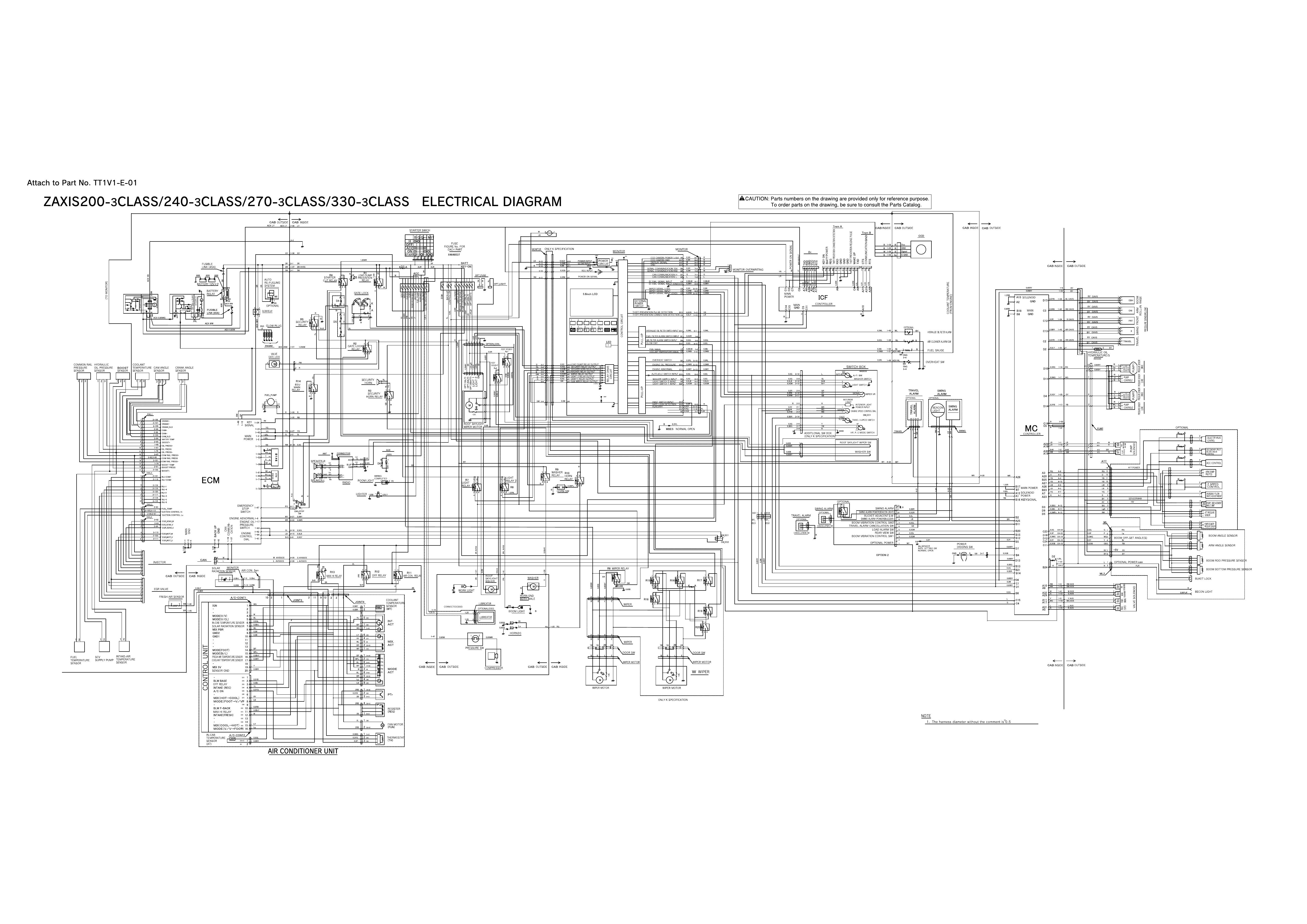 ELECTRICAL CIRCUIT HITACHI DIAGRAM ZAXIS ZX200-3 ZX240-3 ZX270-3 ZX330-3